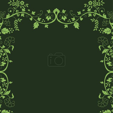 Foto de A green floral frame with vines and leaves - Imagen libre de derechos