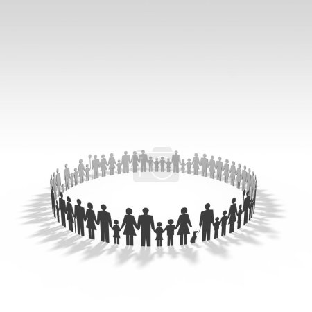 Foto de Un círculo de personas de pie en un círculo en el fondo, de cerca - Imagen libre de derechos