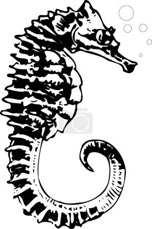 Photo for Seahorse logo template, black and white illustration - Royalty Free Image