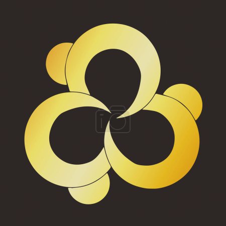 traditionelle japanische Familienwappen Logo Illustration der goldenen Farbe auf schwarzem Hintergrund                       