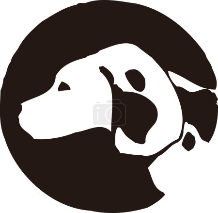 Foto de Lindo perro de dibujos animados ilustración en blanco y negro - Imagen libre de derechos