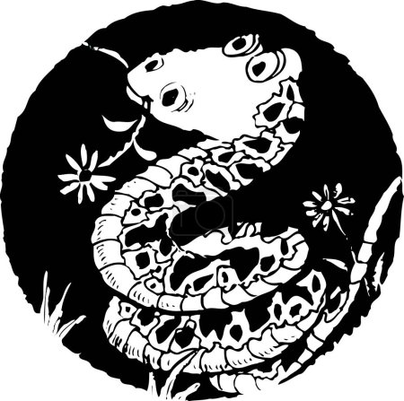 Vorlage für das Schlangenlogo, Schwarz-Weiß-Illustration