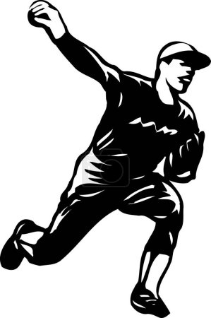 Téléchargez les photos : Joueur de baseball croquis illustration sur fond blanc. - en image libre de droit