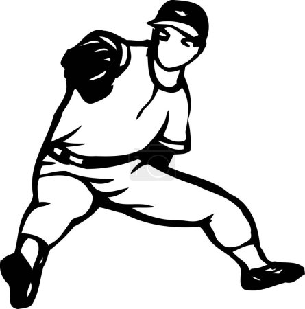 Téléchargez les photos : Joueur de baseball croquis illustration sur fond blanc. - en image libre de droit