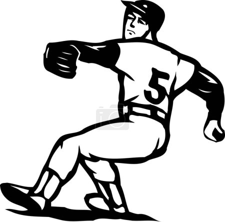 Photo for Baseball player   sketch  illustration on white background. - Royalty Free Image