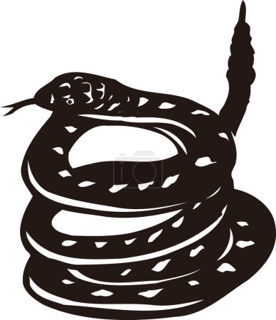 Téléchargez les photos : Modèle de logo serpent, illustration en noir et blanc - en image libre de droit