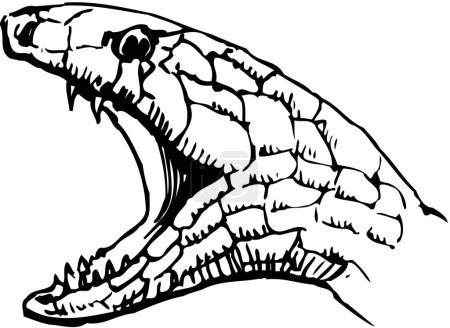 Téléchargez les photos : Modèle de logo serpent, illustration en noir et blanc - en image libre de droit
