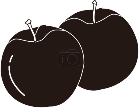 Téléchargez les photos : Illustration de contour de pommes, concept alimentaire - en image libre de droit