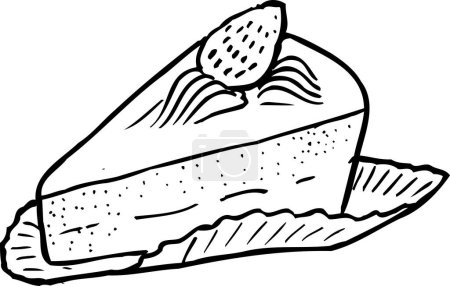 Foto de Pedazo de pastel de fresa esquema ilustración, concepto de alimentos - Imagen libre de derechos