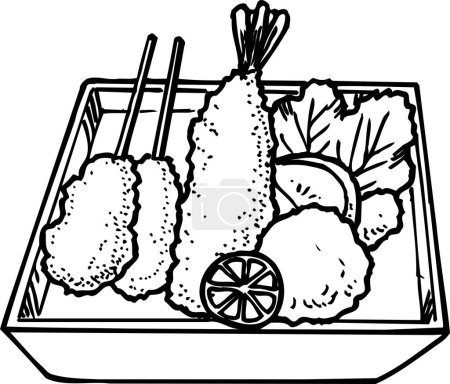 Foto de Tempura camarones con verduras esquema ilustración, concepto de alimentos - Imagen libre de derechos