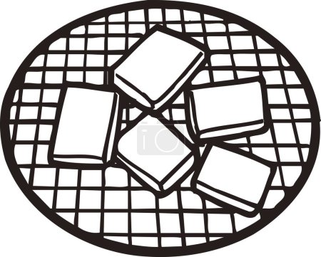 Téléchargez les photos : Tofu sur grill illustration de contour, concept alimentaire - en image libre de droit