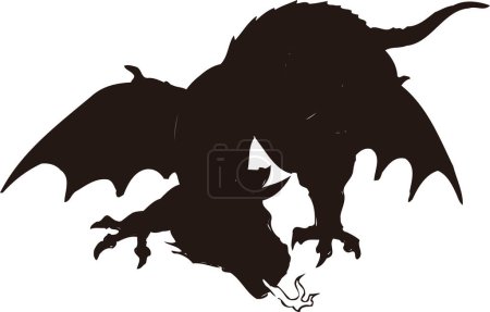 Téléchargez les photos : Silhouettes noires de dragon, illustration web isolée sur fond blanc. - en image libre de droit