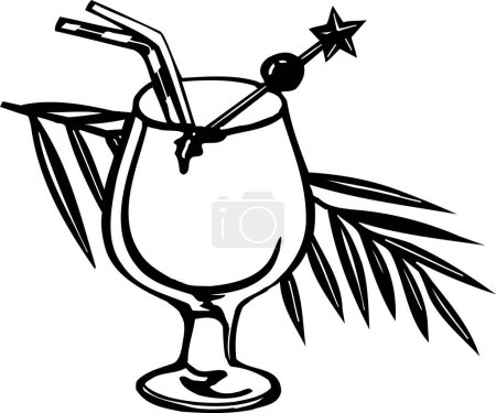 Téléchargez les photos : Icône cocktail et noix de coco, illustration vectorielle - en image libre de droit