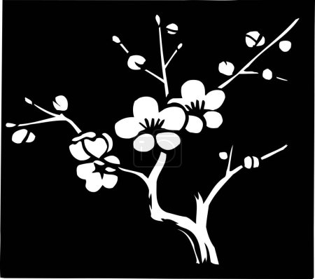 Photo for Sakura branches logo, black and white - Royalty Free Image