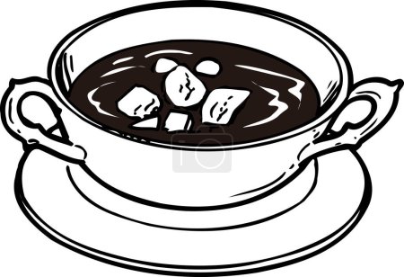 Téléchargez les photos : Illustration de contour de soupe, concept alimentaire - en image libre de droit