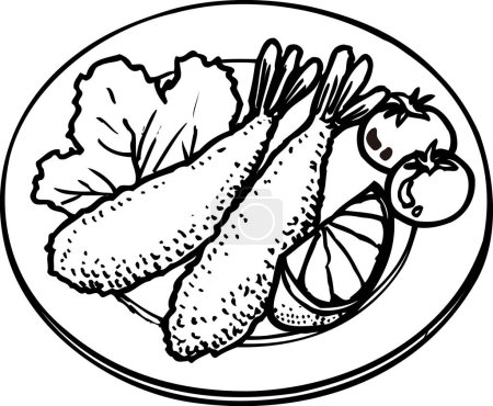 Foto de Tempura shrimps outline illustration, food concept - Imagen libre de derechos