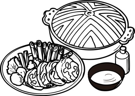 Photo for Genghis Khan hotpot  outline illustration, food concept - Royalty Free Image