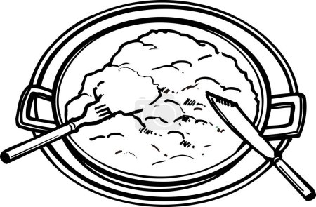 Téléchargez les photos : Illustration de contour de bouillie, concept alimentaire - en image libre de droit