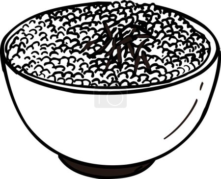 Photo for Rice in bowl outline illustration, food concept - Royalty Free Image