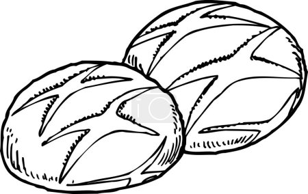 Téléchargez les photos : Pain pains contour illustration, concept alimentaire - en image libre de droit