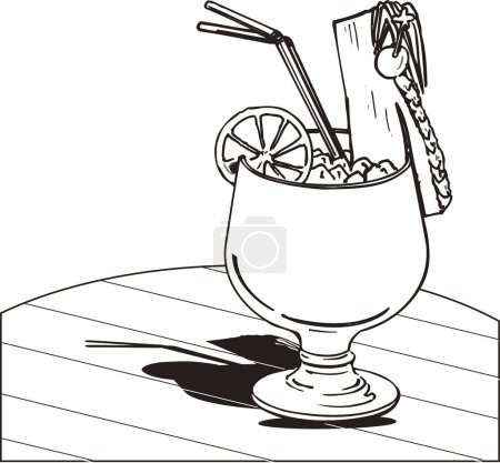 Téléchargez les photos : Cocktail outline illustration, food concept - en image libre de droit