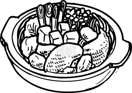Photo for Tori Miso Hot Pot outline illustration, food concept - Royalty Free Image