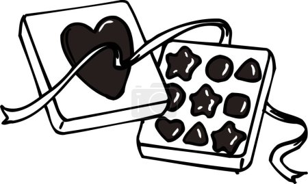 Foto de Caja de regalo con caramelos de chocolate esquema ilustración, concepto de alimentos - Imagen libre de derechos