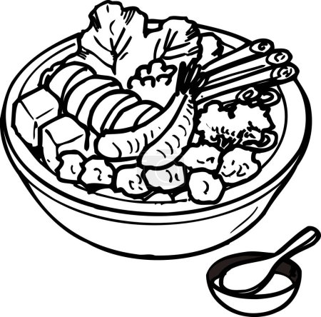 Chanko nabe outline illustration, food concept