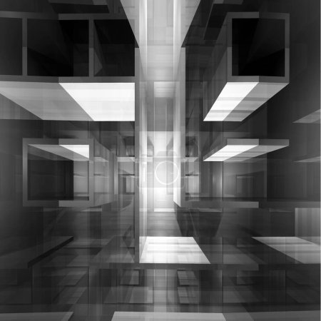 Téléchargez les photos : Espace public multicouche intérieur noir et blanc abstrait - en image libre de droit
