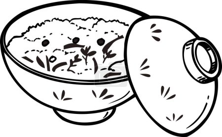 Photo for Fried rice with beans outline illustration, food concept - Royalty Free Image
