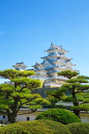 Photo for Himeji Castle AKA White Heron Castle in Hyogo, Japan. The castle is both a national treasure and a world heritage site. - Royalty Free Image