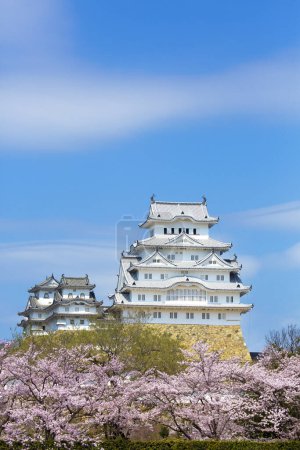 Foto de Himeji Castle AKA White Heron Castle en Hyogo, Japón. El castillo es a la vez un tesoro nacional y un sitio del patrimonio mundial. - Imagen libre de derechos