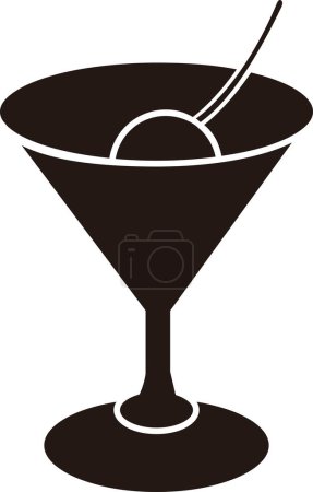 Téléchargez les photos : Silhouette illustration de cocktail sur fond blanc - en image libre de droit