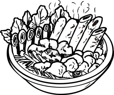 Kiritanpo outline illustration, food concept
