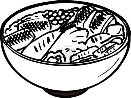 Photo for Dish with seafood outline illustration, food concept - Royalty Free Image