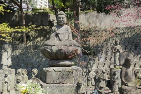 Photo for Religious statues in temple in Meguro, Tokyo, Japan. - Royalty Free Image