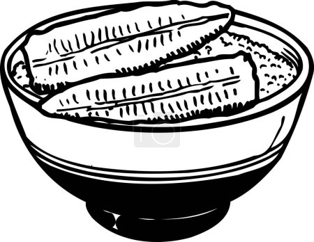 Foto de Filetes de pescado con esquema de arroz ilustración, concepto de alimentos - Imagen libre de derechos