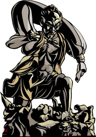 Téléchargez les photos : Statue de la culture japonaise ancienne, illustration dessinée à la main - en image libre de droit