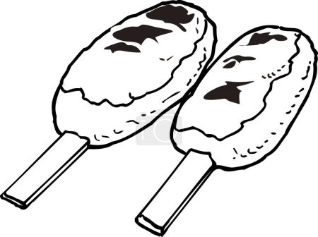 Photo for Gohei Mochi outline illustration, food concept - Royalty Free Image