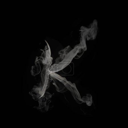 Foto de Humo sobre fondo negro abstracto. Letra K - Imagen libre de derechos