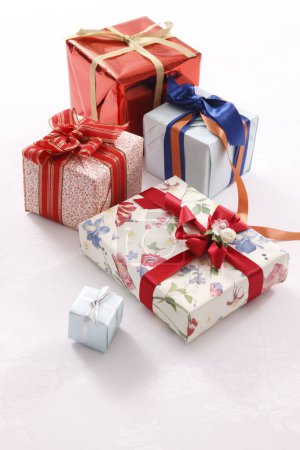 Photo for Many christmas gifts on white background - Royalty Free Image