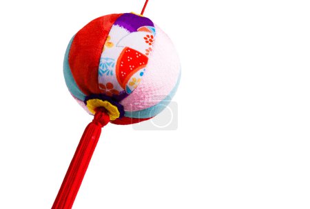 Photo for Bright hanging Japanese decoration, traditional Asian handcraft, Mari ball - Royalty Free Image