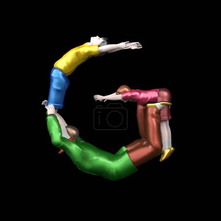 Foto de Letra g hecha de figuritas humanas coloridas, juguetes pequeños en forma de símbolo - Imagen libre de derechos