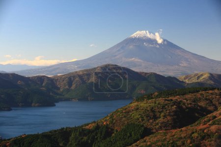 Photo for View of Mount Fuji from lake Motosu, Yamanashi Prefecture, Japan - Royalty Free Image