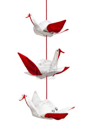 Photo for Japanese traditional handcraft, Orizuru, Folded cranes, isolated on white background - Royalty Free Image