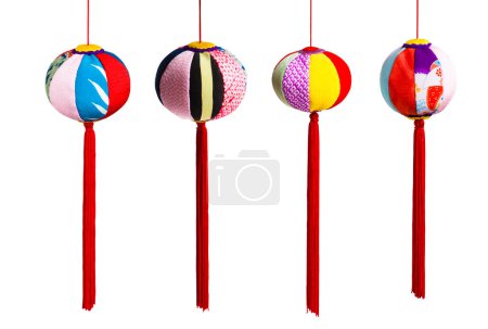 Téléchargez les photos : Décorations japonaises suspendues lumineuses, artisanat asiatique traditionnel, boules Mari - en image libre de droit