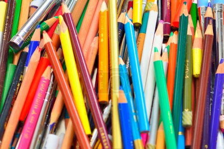 Photo for Colorful pencils on the table background, close up - Royalty Free Image