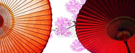 Téléchargez les photos : Parapluies traditionnels japonais, illustration de concept de cailture asiatique - en image libre de droit