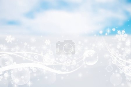 Foto de Fondo de Navidad con copos de nieve blancos en azul claro - Imagen libre de derechos