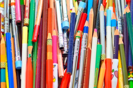 Photo for Many colorful pencils on background, close up - Royalty Free Image